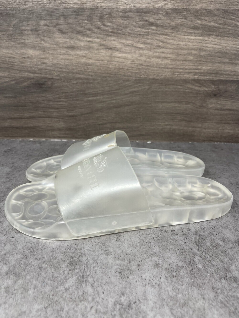 COACH Ulyssa Slide Sandals Womens Size 8 Clear Slip On Flip Flops